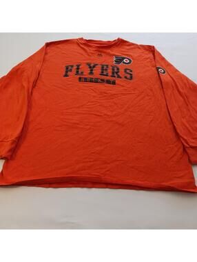 Majestic NHL Philadelphia Flyers Long Sleeve Men's Orange T-Shirt Cotton Size XL